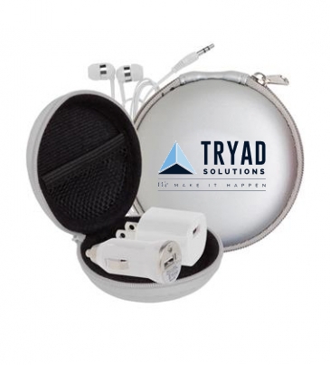 Audio On The Go Tech Kit IN Round Zippered Eva Case