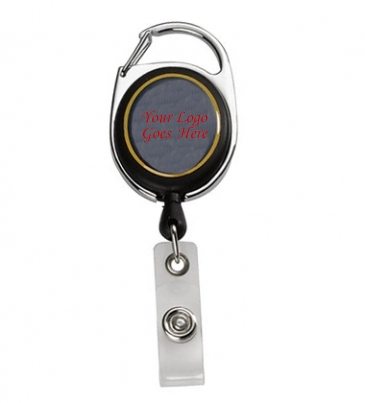 Imported Oval Carabiner Metal/Plastic Retractable Badge Reel