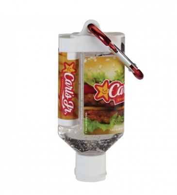 1.9 OZ Duo Bottle Sanitizer + SPF 15 Lip Balm + Carabiner