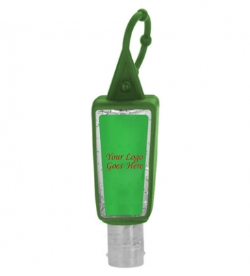 1 oz Single Color Moisture Bead Sanitizer in Trapezoid Bottle + S