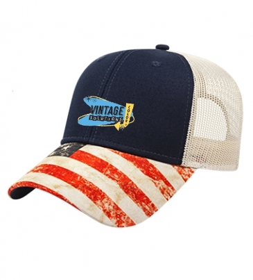 Sublimated Flag Visor Cap with Mesh Back