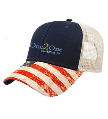Sublimated Flag Visor Cap with Mesh Back
