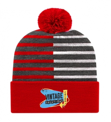 Half Color Knit Cap with Cuff