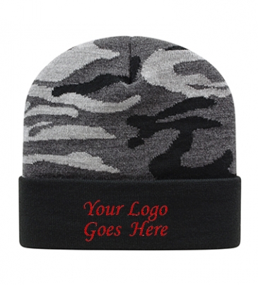 Urban Camouflage Knit Cap with Solid Cuff