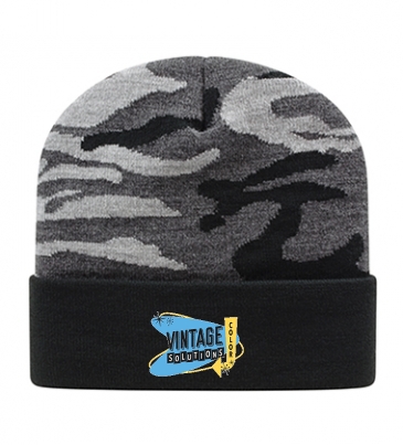 Urban Camouflage Knit Cap with Solid Cuff