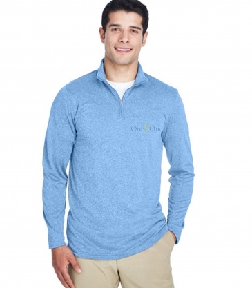 UltraClub Men's Cool & Dry Heathered Performance Quarter-Zip