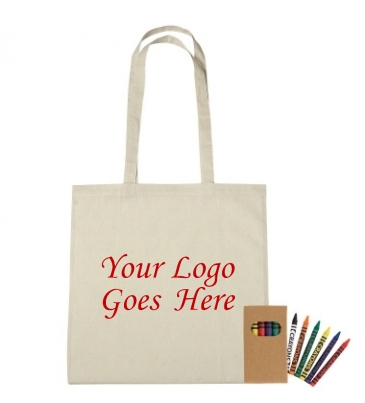 100% Cotton Coloring Tote Bag with Crayons