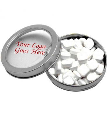 Candy Window Tin Short Round with Printed Mints