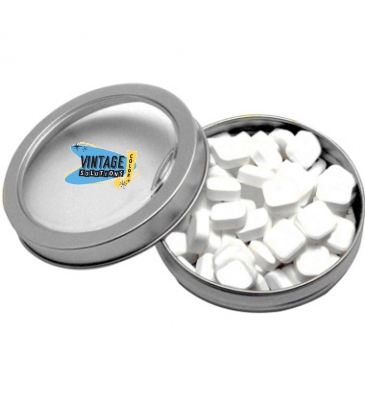 Candy Window Tin Short Round with Printed Mints