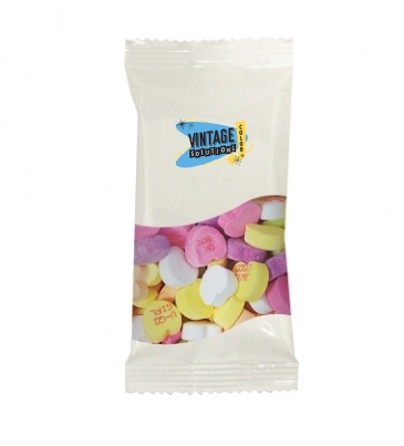 Clear Plastic Snack Pack Bag with Conversation Hearts