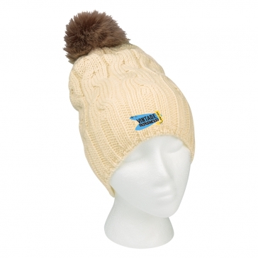 Cameron Cable Knit Pom Beanie_Embroidered