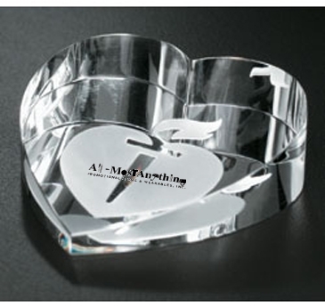 Slant Heart Paperweight 2-3/4" W