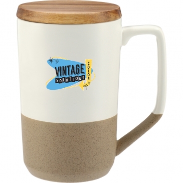 Tahoe Tea & Coffee Ceramic Mug with Wood Lid 16oz