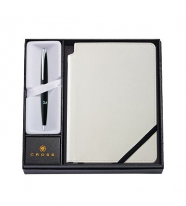 Black Ballpoint Pen with Medium Classic White Journal