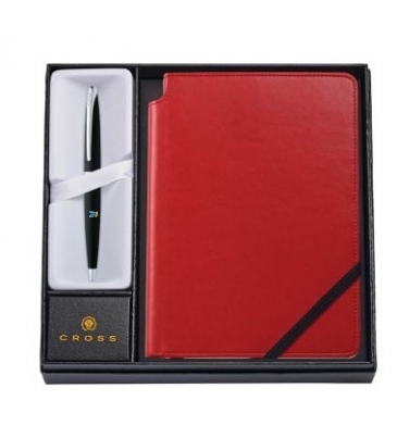 ATX Basalt Black Ballpoint Pen with Medium Crimson Journal