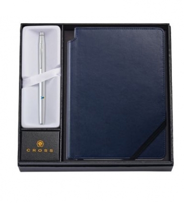 Chrome Rollerball Pen with Medium Midnight Blue Journal