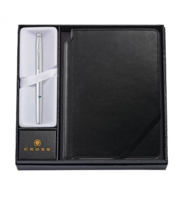 Chrome Rollerball Pen with Medium Classic Black Journal