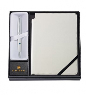 Chrome Ballpoint Pen with Medium Classic White Journal