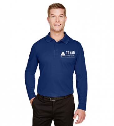 CrownLux Performance™ Men's Plaited Long Sleeve Polo