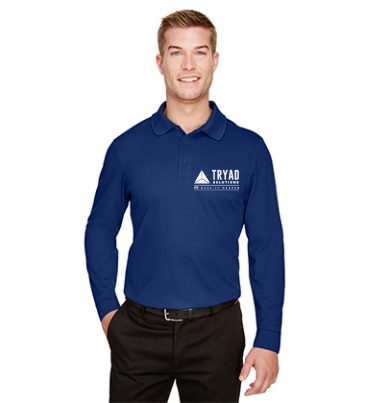 CrownLux Performance™ Men's Tall Plaited Long Sleeve Polo