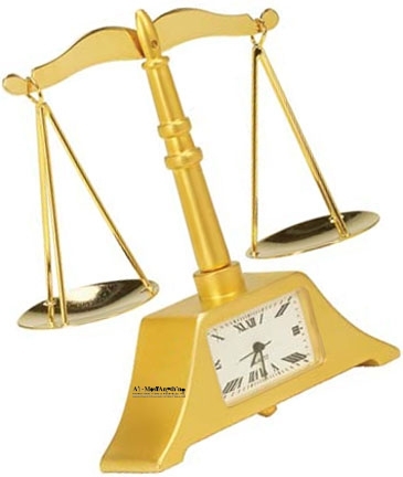 Die Cast Scale of Justice Clock