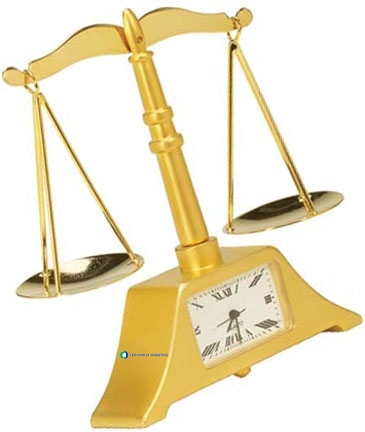 Die Cast Scale of Justice Clock