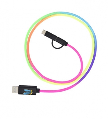 3-in-1 3 Ft. Rainbow Braided Charging Cable