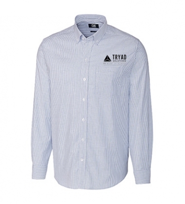 Stretch Oxford Stripe Mens Big and Tall Long Sleeve Dress Shirt