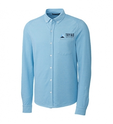 Advantage Tri-Blend Pique Long Sleeve Knitted Mens Button Down