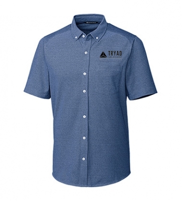 Advantage Tri-Blend Pique Short Sleeve Knitted Mens Button Down