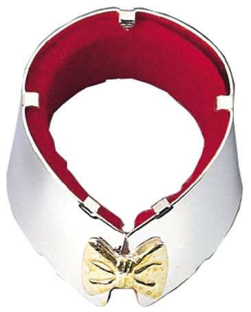 Silver Plated Tuxedo Wine Bottle Drip Collar w/Gold Bow