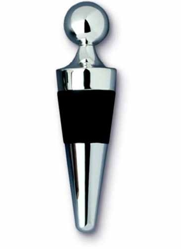 Conical Bottle Stopper w/Silver Plated Round Knob Top