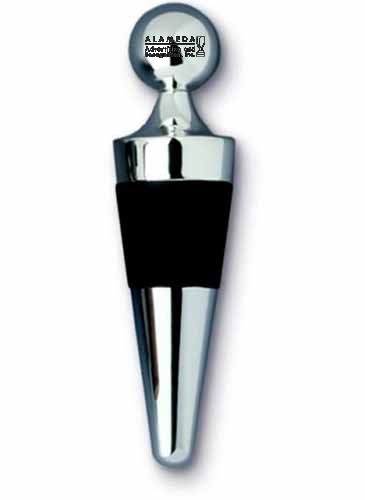 Conical Bottle Stopper w/Silver Plated Round Knob Top
