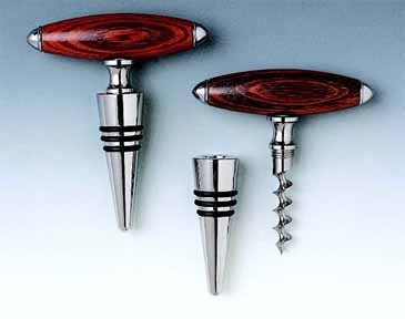 Rosewood Handle Corkscrew Cone/Stopper Combo