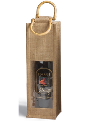 One Bottle Jute Vino-Sack™ w/Clear Poly Window