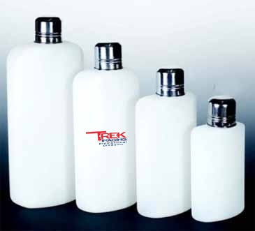 16 Oz. Plastic Travel Flask w/Stainless Steel Top