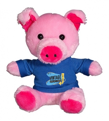 Prime Line 7" Plush Pig With T-Shirt ( 50-Pack )
