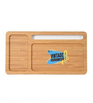 Bamboo Wireless Charging Pad Desktop Organizer
