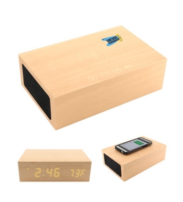 Bluesequoia Alarm Clock With Qi Charging Station And Wireless Spe