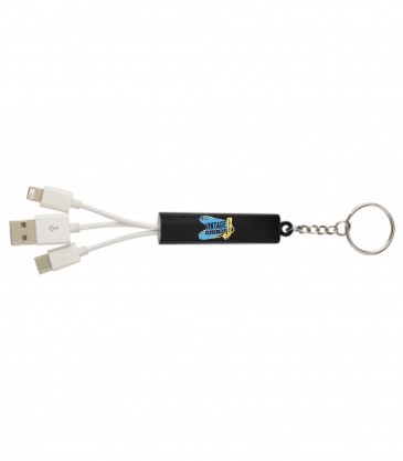 3-in-1 Light Up Charging Cables On Key Ring