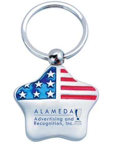 Metal American Flag Key Chain