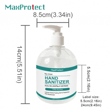 500ML (17 oz ) Pump Style Hand Sanitizer
