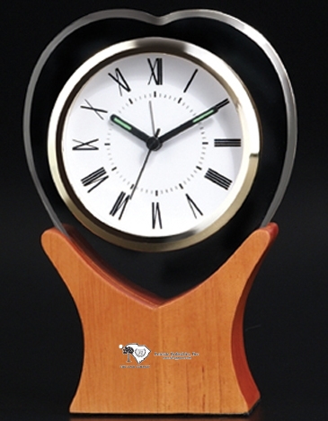 Heart On Wood Alarm Clock