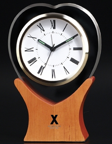 Heart On Wood Alarm Clock