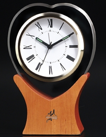 Heart On Wood Alarm Clock