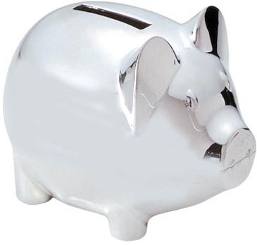 Silver Plated Piggy Bank