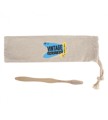 Bamboo Toothbrush in Cotton Pouch
