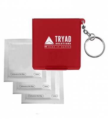 Antiseptic Wipes in Carrying Case Keychain