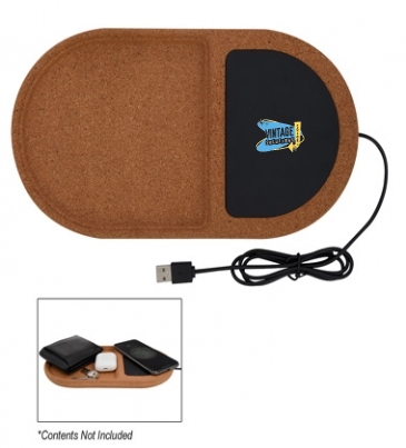 Cork Wireless Charging Pad Desktop Oraganizer