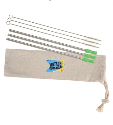 3 - Pack Stainless Straw Kit With Cotton Pouch